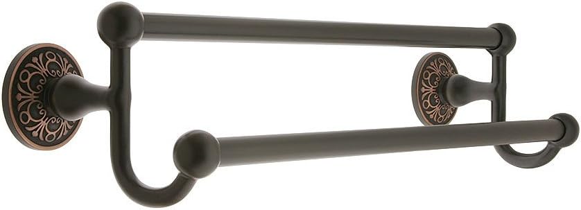 30' Brass Double Towel Bar with Lancaster Rosettes in Oil Rubbed Bronze