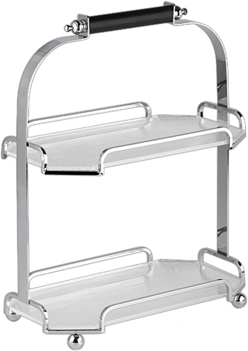 2-Tier Bathroom Corner Shelf with Handle, Bathroom Counter Organizer, Kitchen Countertop Organizer, Makeup Shelf Organizer and Storage, Perfect Storage Tray for Bathroom, Kitchen, Vanity(C)