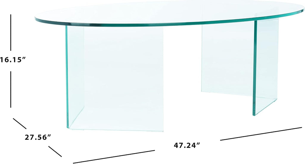 SAFAVIEH Home Collection Carsten Clear Tempered Glass Oval Coffee Table