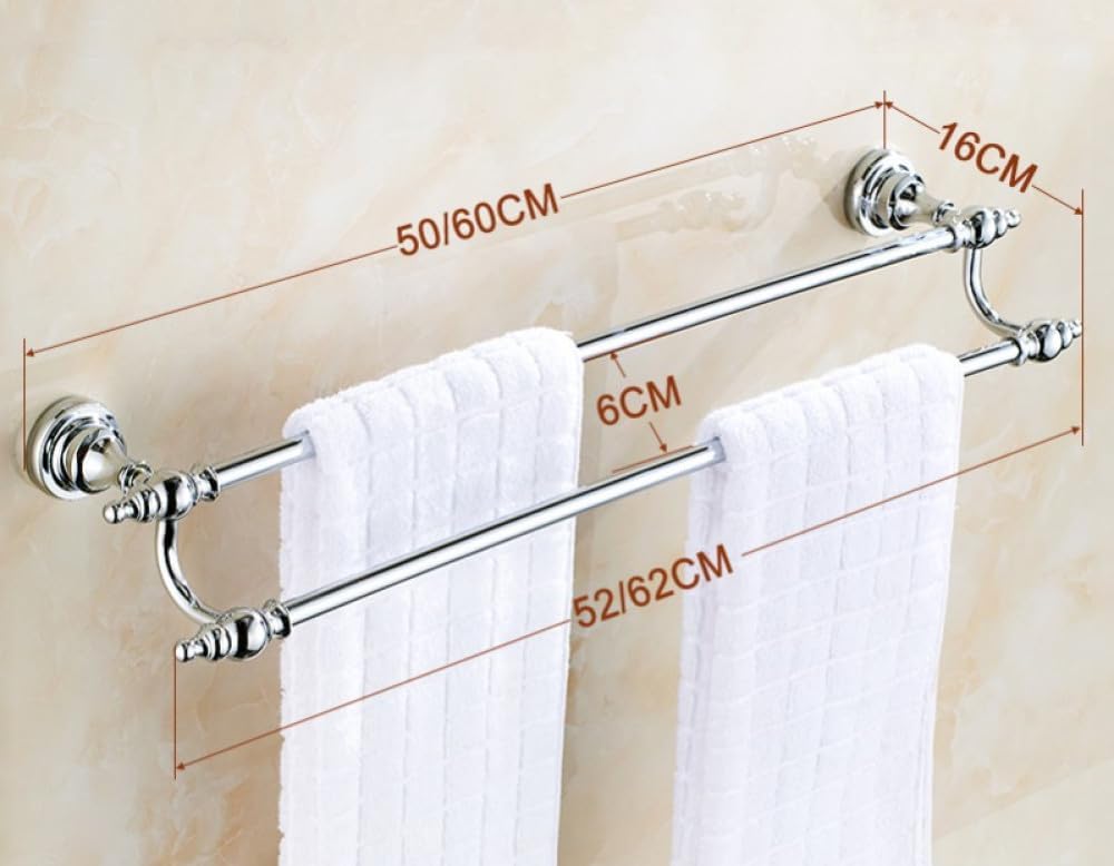 Bathroom Hardware Set Chrome Polished Bath Rack Paper Holder Toothbrush Holder Towel Bar Coat Hook Bathroom Accessories,Double Towel Bar