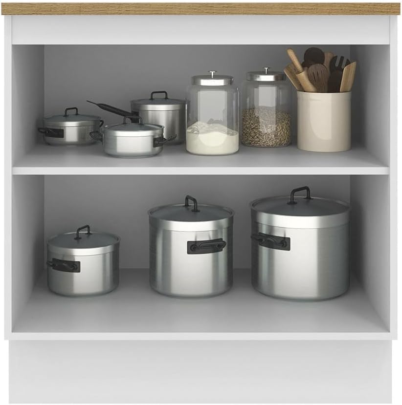 Madesa Hazel Kitchen Base Storage Cabinet with 2 Doors and Shelves 31 Inch Wooden Organization Unit for Pantry - White