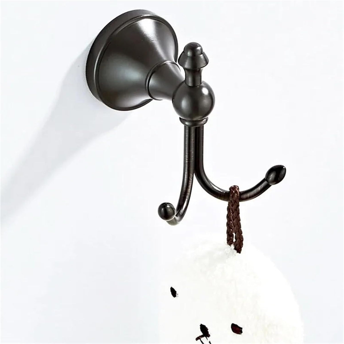 Black Brass Bathroom Accessories Hardware Set Towel Bar Rail Rack Toilet Paper Holder Shower Soap Dish(Robe Hook(2))