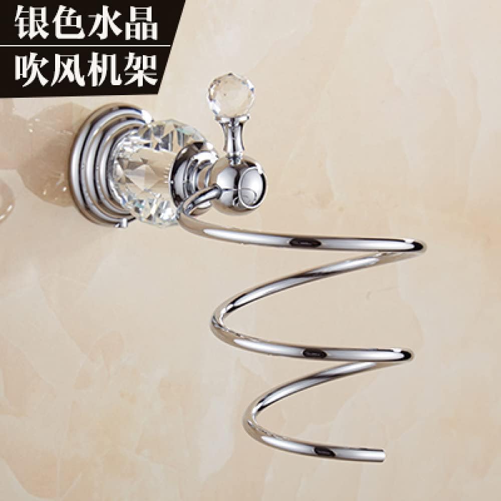 Silver Crystal Bathroom Accessories Set Wall Mounted Brass Shower Shelf Toilet Paper Holder Towel Bar Toilet Brush Holder Hair Dryer Holder Stylish and Functional Bathroom Decor