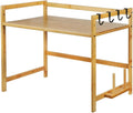 Microwave Oven Rack,kitchen countertop organizer, microwave stand,Multifunctional Microwave Rack, Wooden Bamboo Microwave Stand, 2 Layers Bamboo Microwave Oven Stand, Adjustable Kitchen Stor