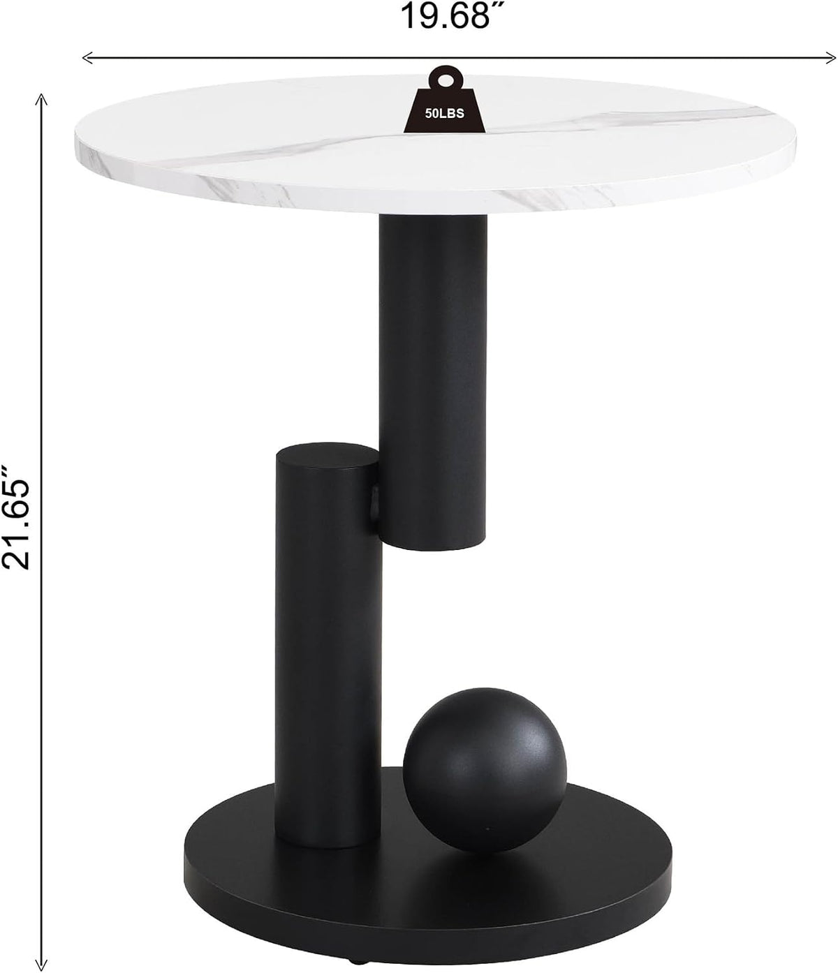 SSLine Luxury Nesting Coffee Table Set with Black Base Modern Faux Marble Living Room Table Set of 2 Include Oval Coffee Table with Drawer and End Table for Living Room Bedroom