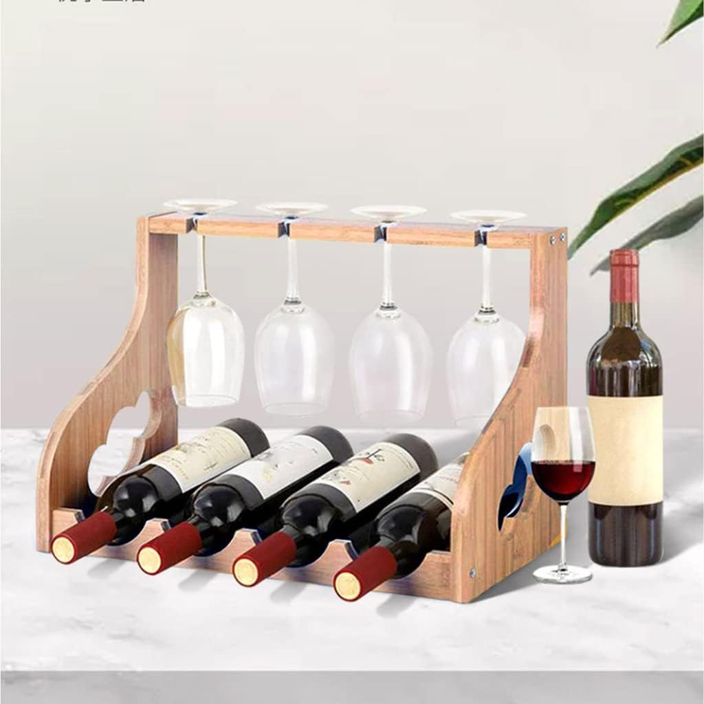 Wooden Wine Glass Rack Free Standing Countertop Cabinet Holder Storage Shelf Kitchen Bar (As Show Fits All)
