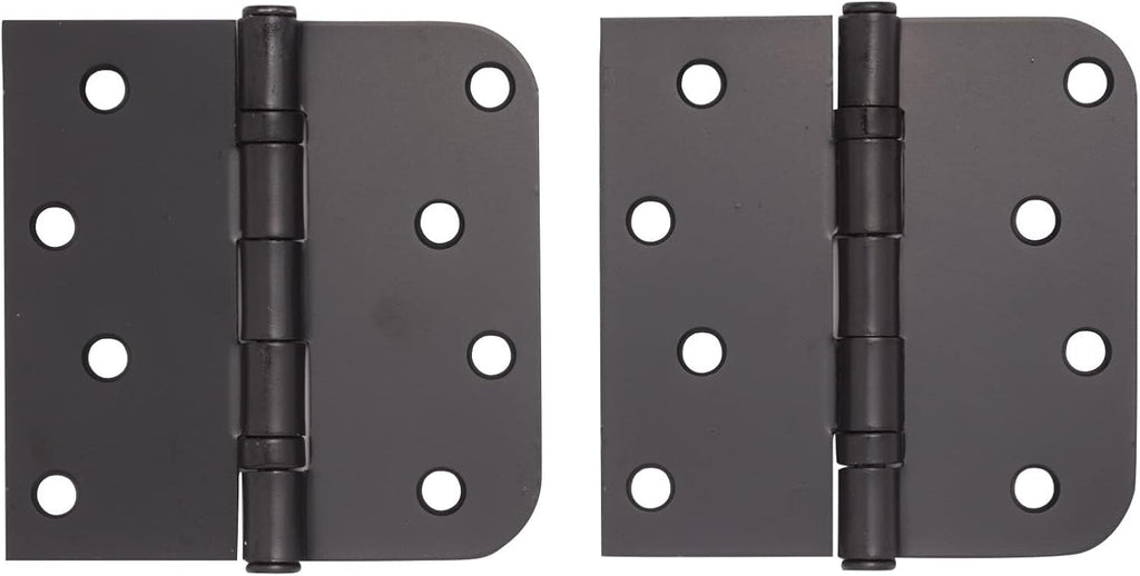 Hinge Outlet 4 Inch with 5/8 Inch Square Radius Ball Bearing Door Hinges, Heavy-Duty Steel, Removable Pin (Black, 20 Pack)