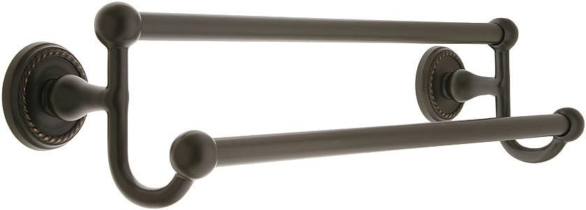 30' Brass Double Towel Bar with Rope Rosettes in Oil Rubbed Bronze