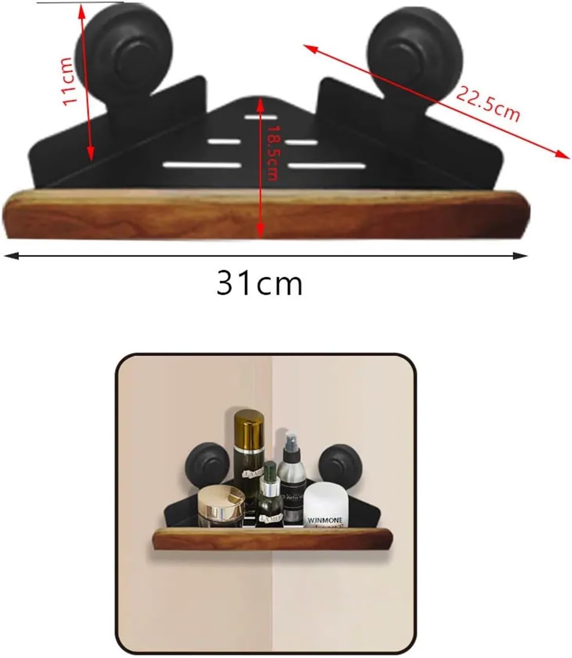 Suction Cup Wooden Walnut Folding Bath Towel Rack Bathroom Toilet Accessories Wall-Mounted Storage Shelf Hardware Sets(Roll Paper Holder)