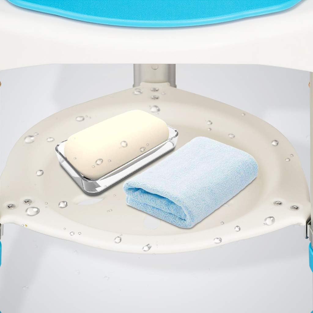 Rotating Rounded Bath Shower Stool with Swivel Seat and Removable Tray Portable Bathroom Seat Adjustable in 6 Height Disability Aid for Seniors Handicapped