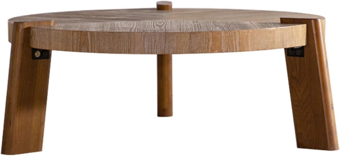 KEVINSPACE Round Wood Coffee Table Mid Century Modern Tables for Living Room Furniture 36.61' Dia. Circle Drum Solid Wooden Easy Assembly Small Space, Home Office Natural Wood