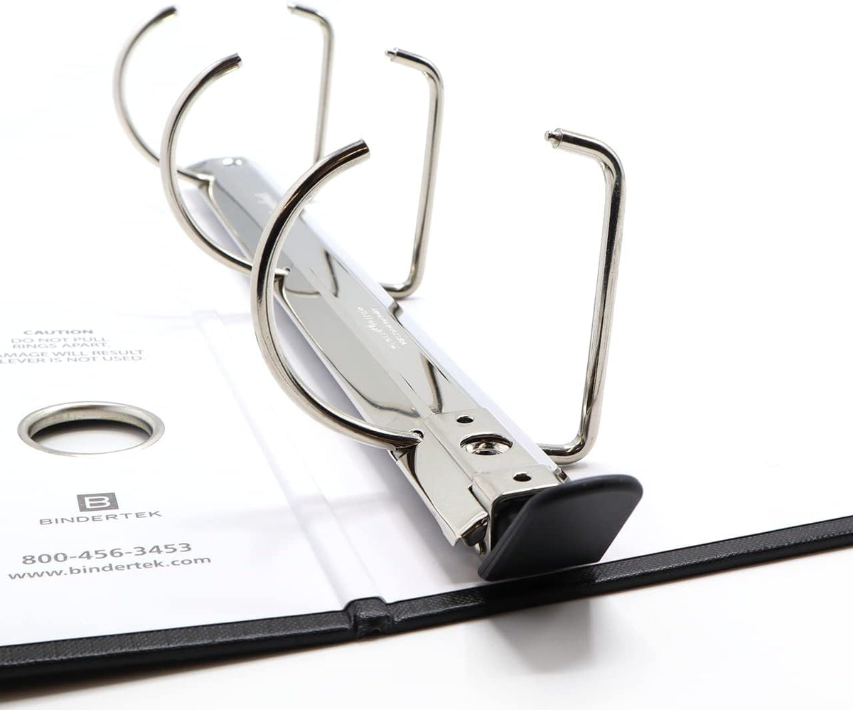 Bindertek 3-Ring Premium Binder, Pack of 5 - Barrister Black, 3' Spine Width, 525 Sheet Capacity, 2' D-Rings, Linen-Textured Covers, Steel Reinforced Edges, Spine Label Included