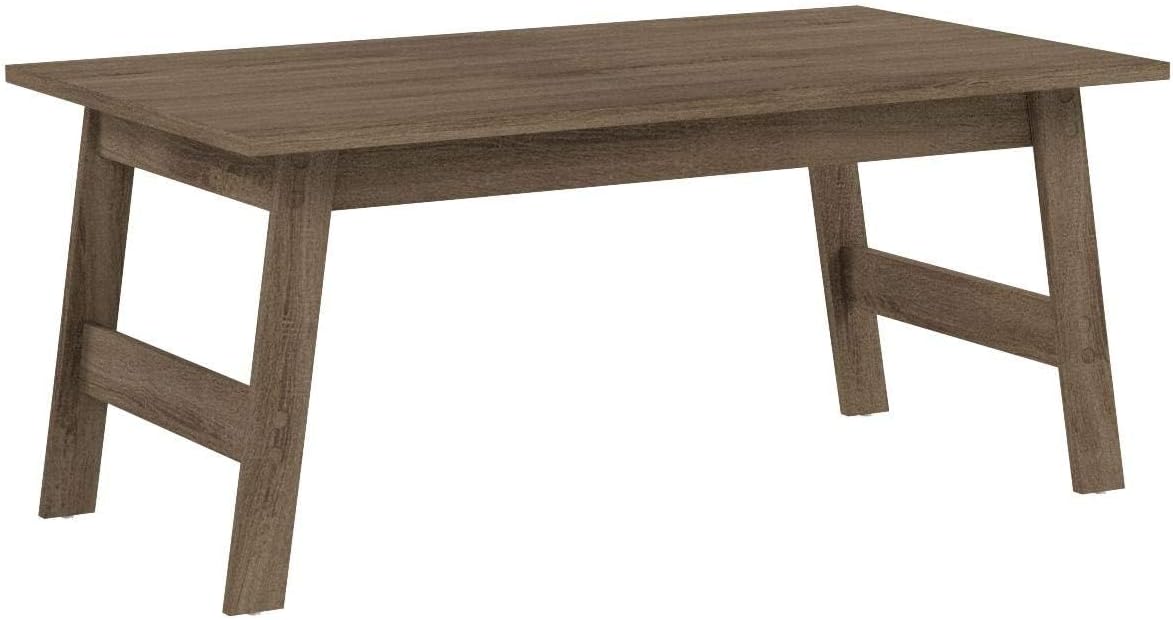Pemberly Row 3-Piece Coffee Table Set, Particle Board Laminate, Dark Taupe Wood-Look Finish, Includes Rectangular Coffee Table and 2 Square End Tables, Modern Minimalist Design for Living Room Use