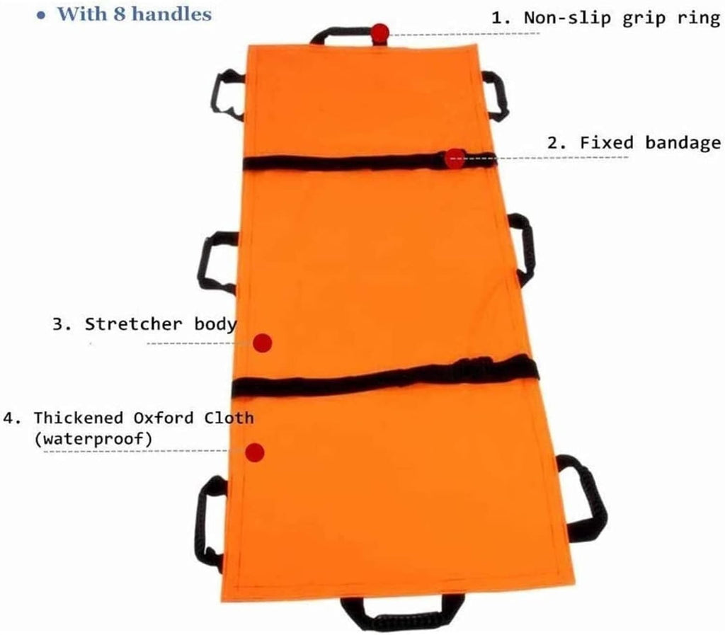 Portable Stretcher, 8 Handles Soft Folding First Aid Stretcher, Waterproof Soft Stretcher, for Hospital Sports Venues Ambulance, Medical Stretcher Disability,Orange