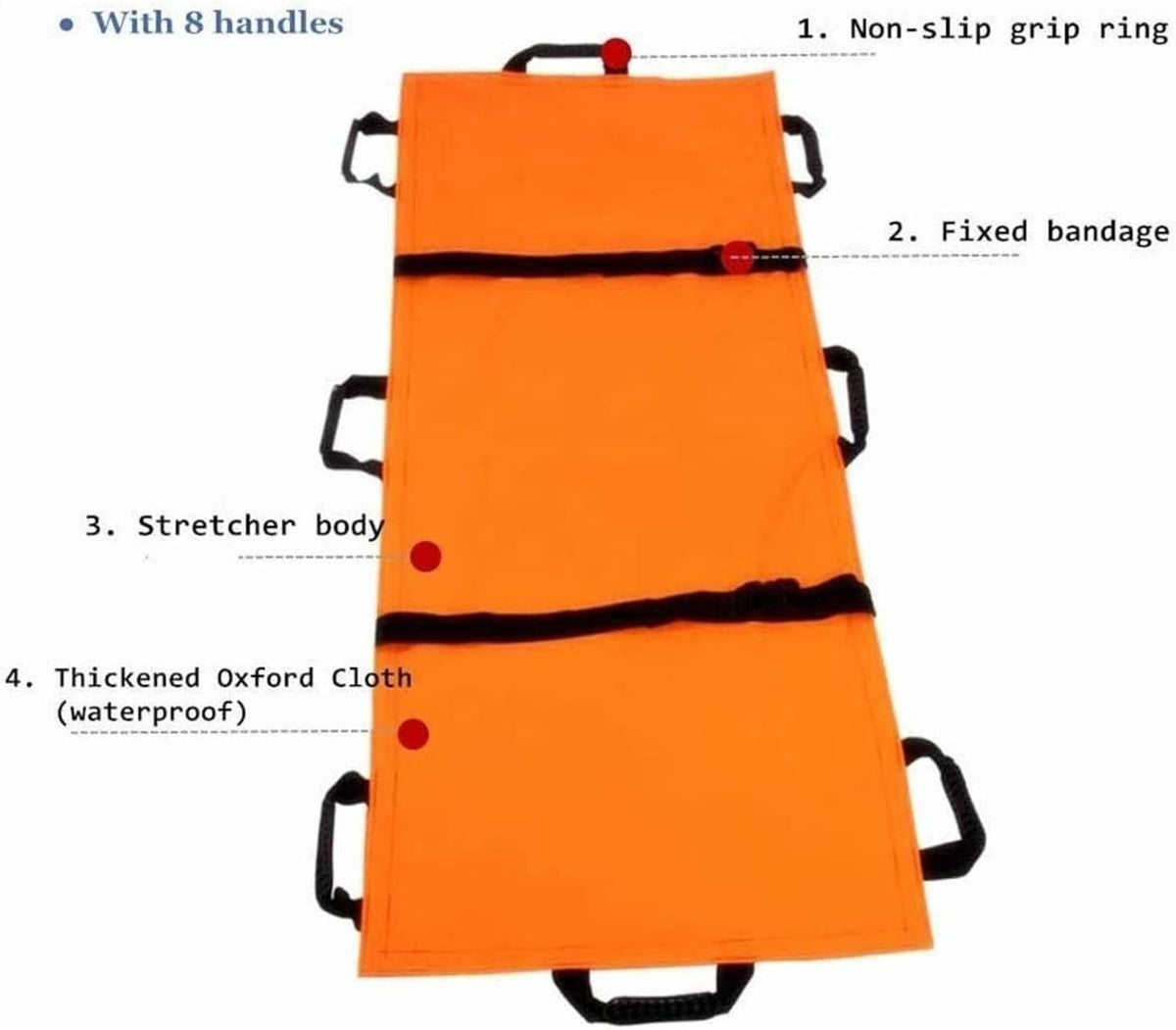 Portable Stretcher, 8 Handles Soft Folding First Aid Stretcher, Waterproof Soft Stretcher, for Hospital Sports Venues Ambulance, Medical Stretcher Disability,Orange