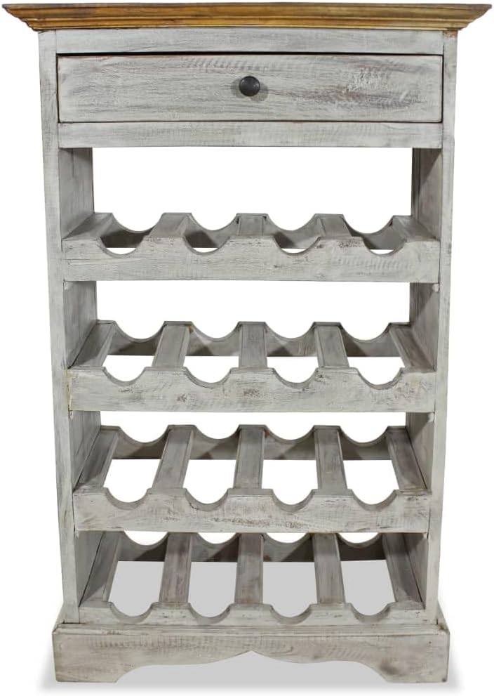 Solid Mahogany Wine Rack Antique-Style Handmade Wooden Cabinet Compact 21.7'x9.1'x33.5' Countertop Display Shelf for Kitchen Bar Drink Storage