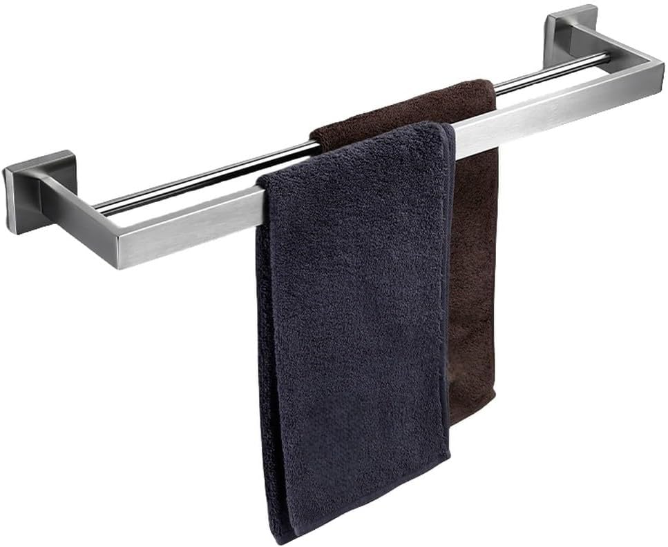 Brushed Nickel Bathroom Accessories Set Wall Mount Bath Shelf Robe Hanger Toilet Paper Holder Towel Bar Rack Stainless Steel,Double Towel Bar 400