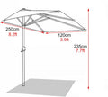 Against The Wall Half Square Parasol, Red Waterproof Patio Umbrella Outdoor Market Table Umbrellas, Heavy Duty Garden Balcony Sun Shade Cover