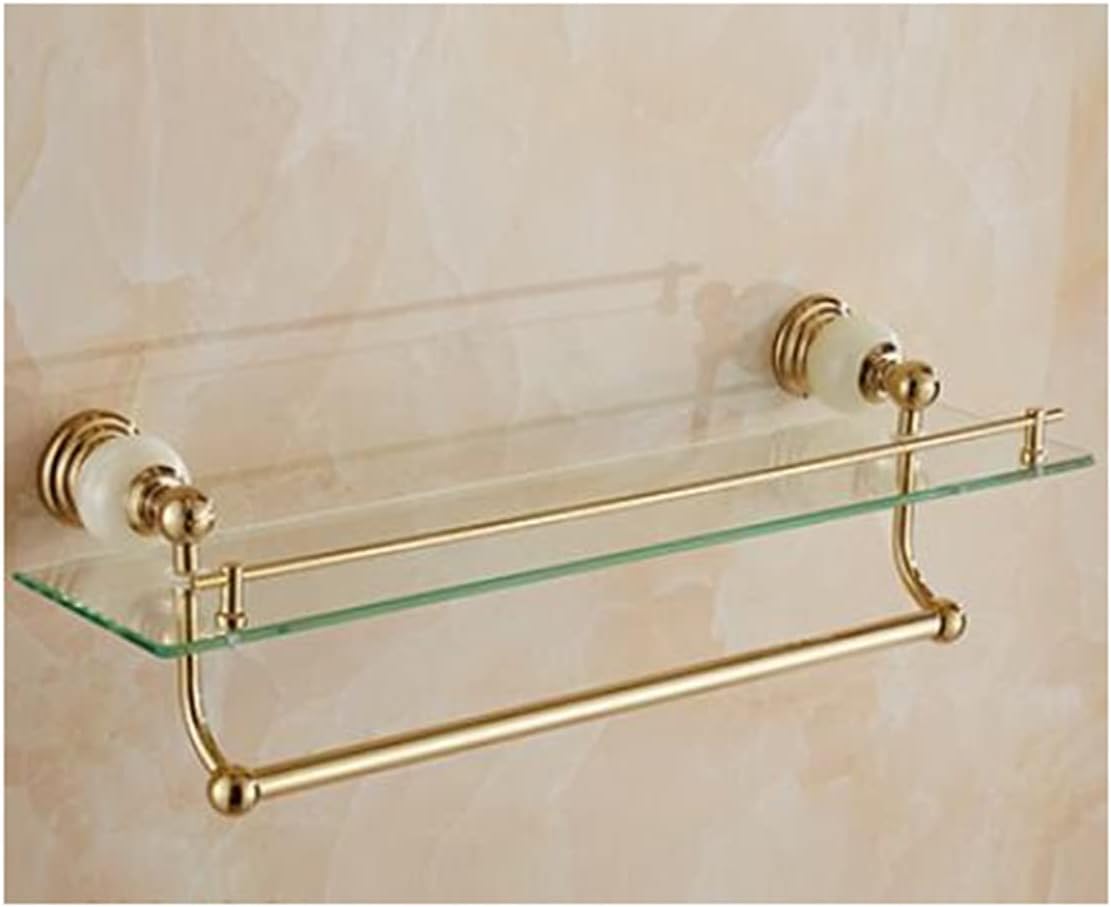 ZTBH Bathroom Hardware Sets Bathroom Accessories Set, Paper Holder, Towel Bar, Soap Basket, Towel Rack, Towel Ring Bathroom Hardware Towel Set (Color : Glass Shelf 2)
