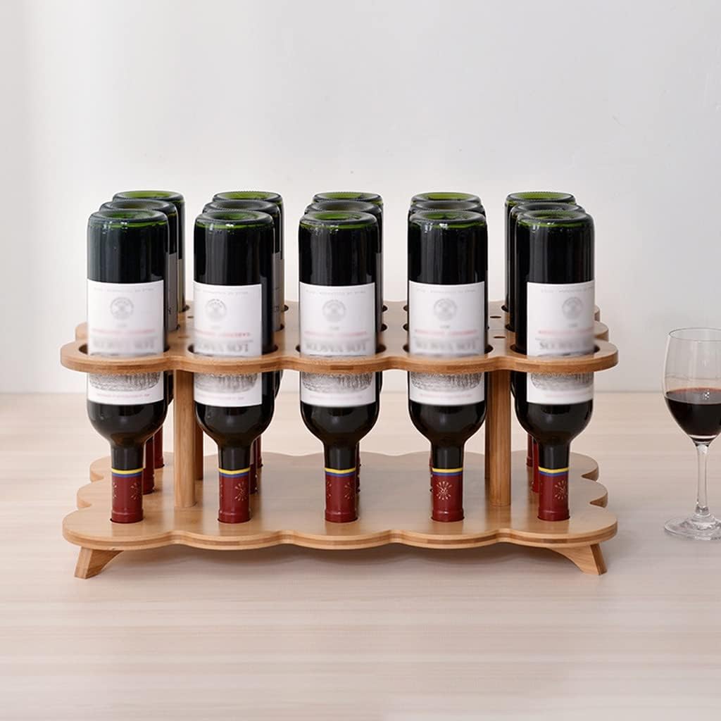 Wine Rack Wine Rack Freestanding Floor, Bamboo Wine Racks Countertop Cabinet Wine Holder Wine Storage Shelf for Kitchen Bar Home Decor Countertop Organizer (Color : 15 Holes)