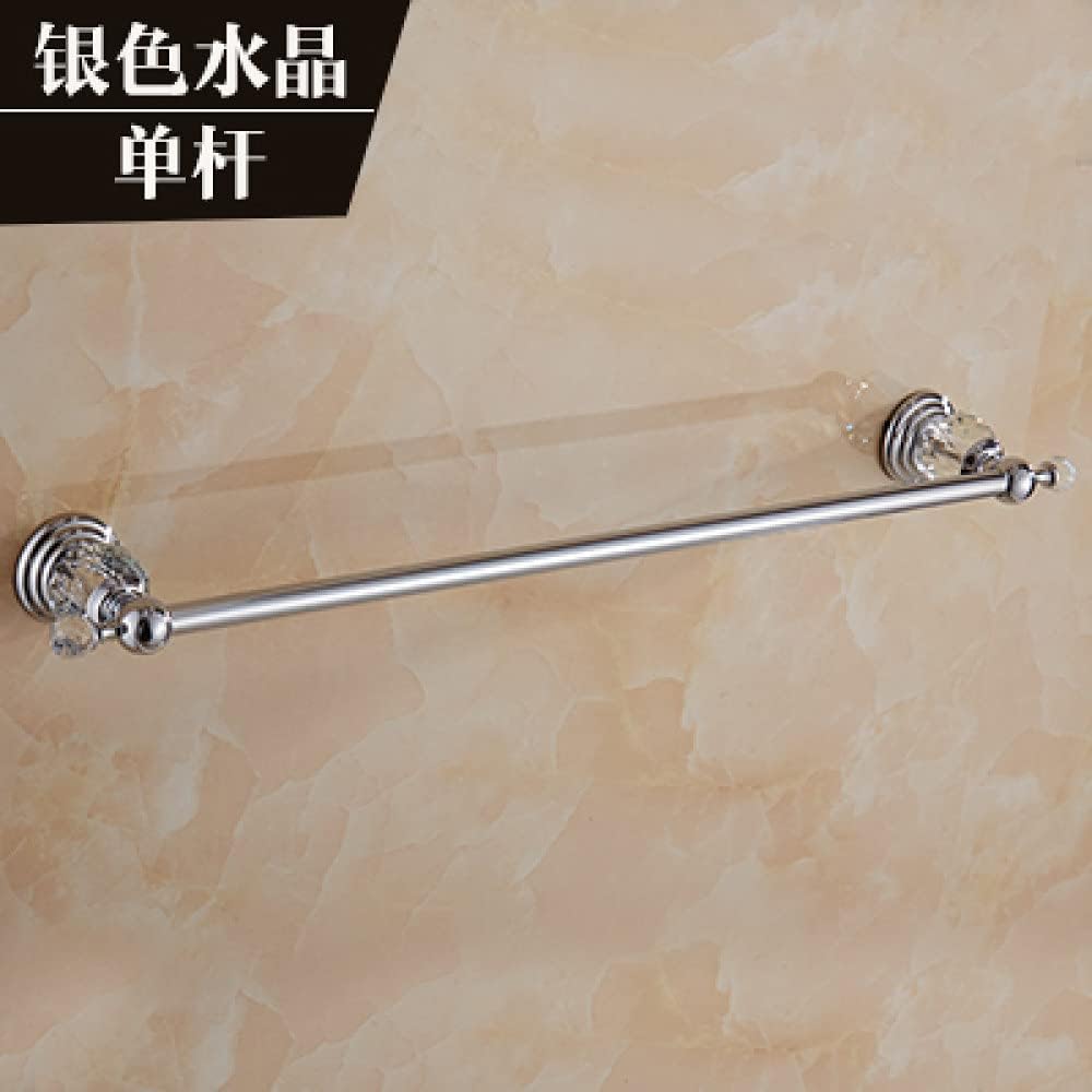 Modern Bathroom Accessories Set with Brass Shower Shelf Silver Crystal Wall Mounted Towel Bar Toilet Paper Holder and Toilet Brush Holder Stylish and Functional Décor for Your Bath
