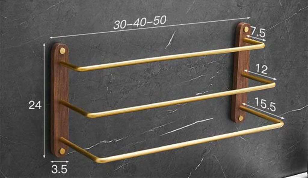 Bathroom Aluminum Towel Rack Wall-Mounted 30/40/50 Cm Towel Rack Wooden Towel Bar Bathroom Accessories (A 30CM)