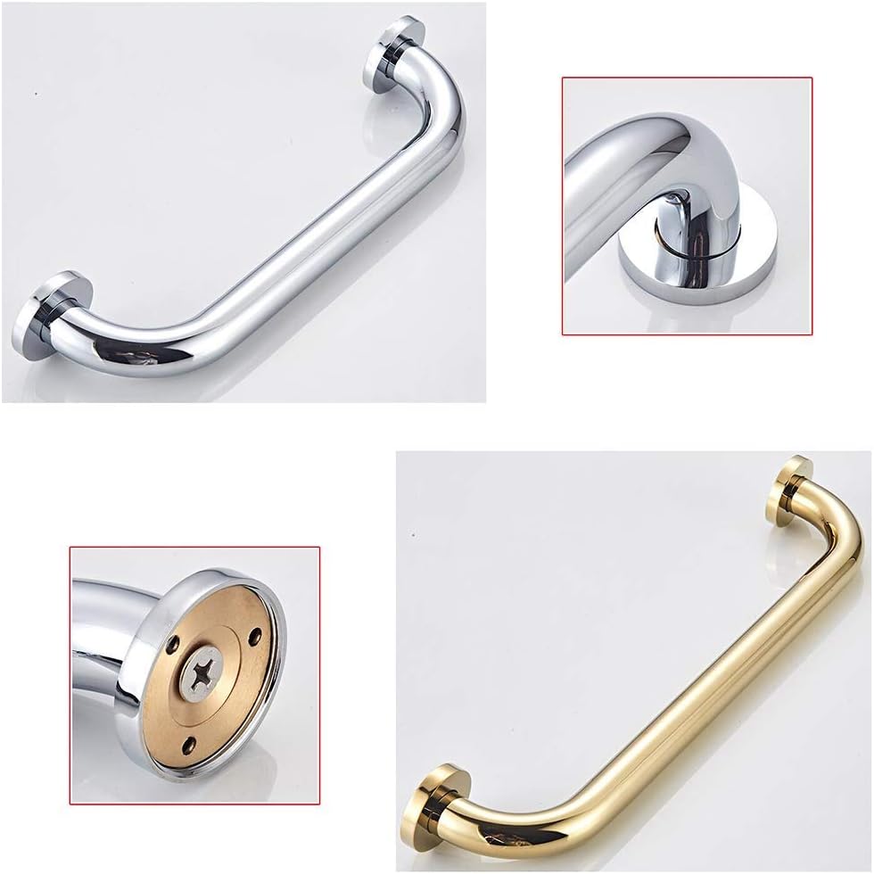 Grab Rails,Hand Rail Disability Aids Antique Bathroom Grab Bar in Brass/Steel, Bath Handicap Safety Handle for Showers, Bathtubs, Wc, Balance Handrail Shower Assist/Silver/35Cm/14I