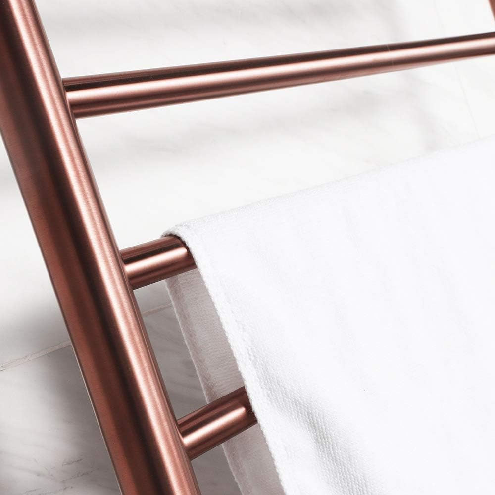 Electric Towel Warmer, Rose Gold Heated Towel Rack with 10 Bars 304 Stainless Steel Electric Drying Rack Wall Mounted Bath Towel Heater, Clothes Airer Dryer for Bathroom, 80(Plug in