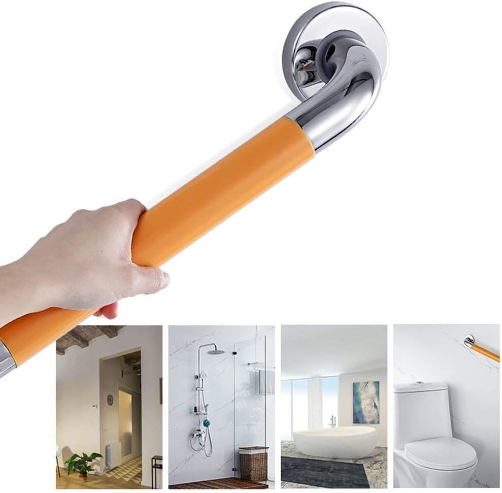 Bathroom, Grab Bar Anti-Slip Anti-Fall Handrail -Safety Stainless Steel Grab Rails Polished Chrome -Wall Mounted Handrails Disability Aid Hold with Yellow NYL,50Cm,50Cm
