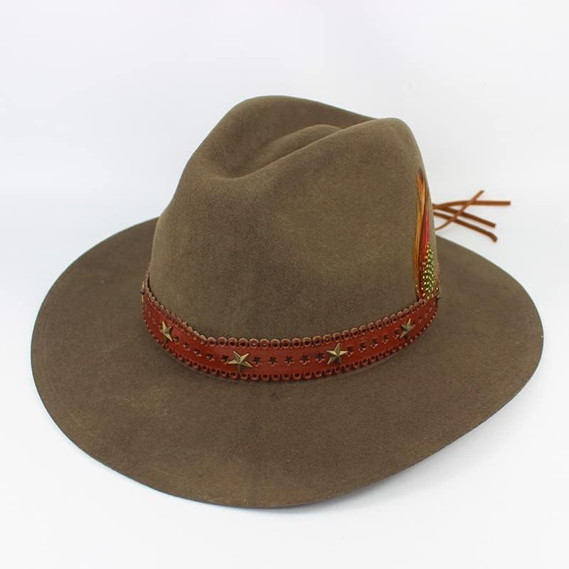Golf Outdoor Men's Cowboy Hat, Fashion Classic Brown Women's Belt Fedora Party Retro Feather Jazz Hat