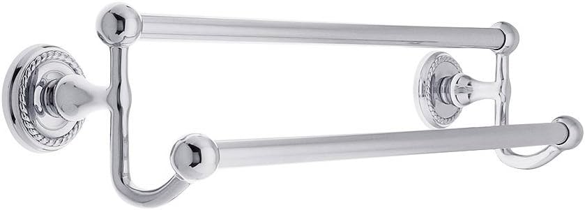 30' Brass Double Towel Bar with Rope Rosettess in Polished Chrome