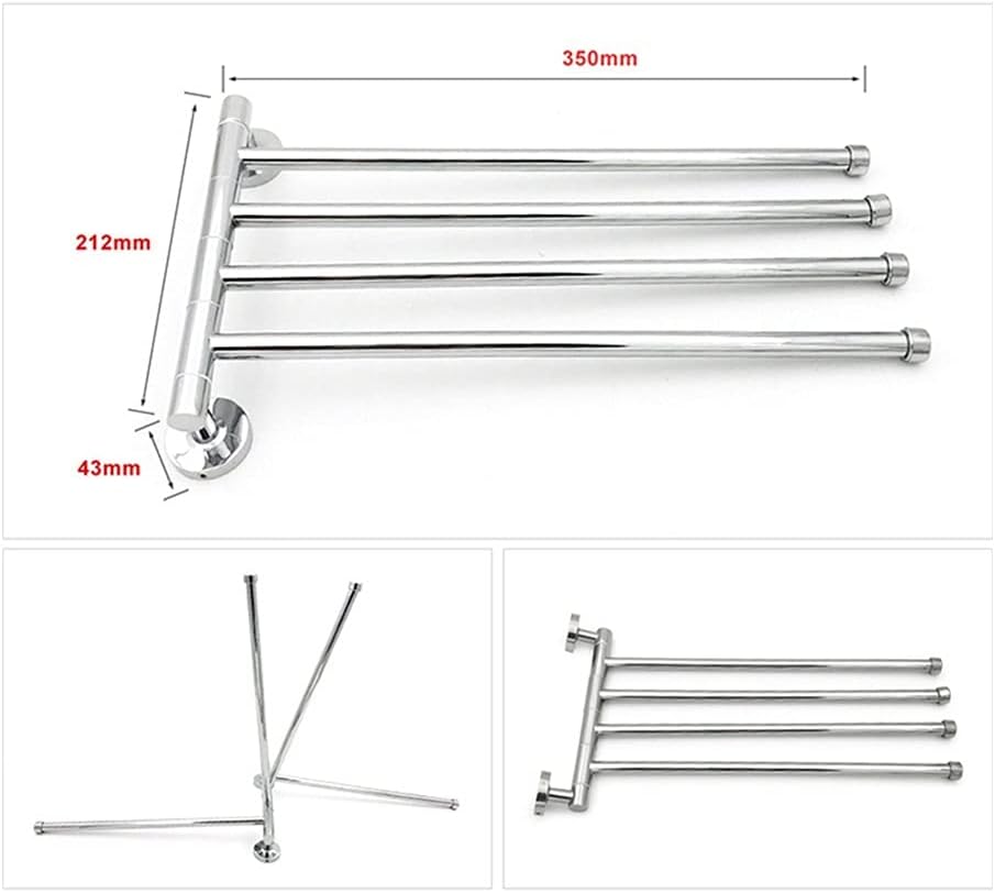 Towel Rails Towel Rack Stainless Steel Activity Towel Bar/Tripod Punch-Free Rotating Swivel Towel Rack Hair Dryer Holder Bathroom Accessories Towel Storage Holder Towel Racks/5Towel Bars