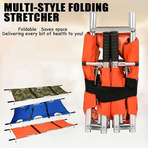 Compact Aluminum Alloy Folding Stretcher, Emergency Rescue Stretchers with Handles, Camouflage First Aid Equipment for Outdoor Disability Care and Travel
