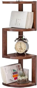 Wall Corner Bookshelf, Wooden Corner Shelf 4-Tier Corner Bookshelf Shelf Corner Display Rack Stand for Bedroom Living Room Corner Shelf Plant Stand