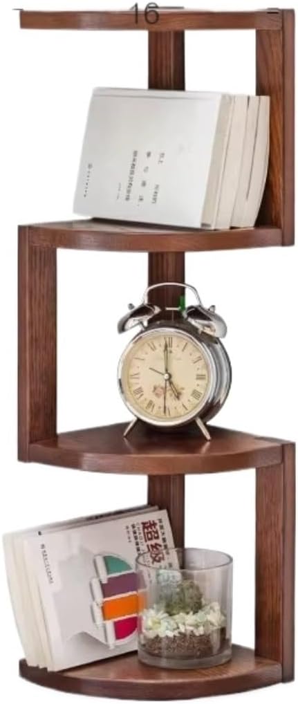 Wall Corner Bookshelf, Wooden Corner Shelf 4-Tier Corner Bookshelf Shelf Corner Display Rack Stand for Bedroom Living Room Corner Shelf Plant Stand