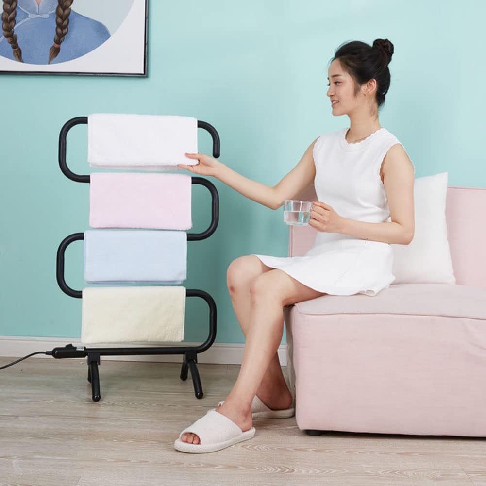 Exquisite Bathroom Shelves Towel Dryer Wall-Mounted Plug-in Bath Towel Heater, Heated Towel Holder Built-in 5 Bars Towel Warmer Spa Equipment All-Season Helper
