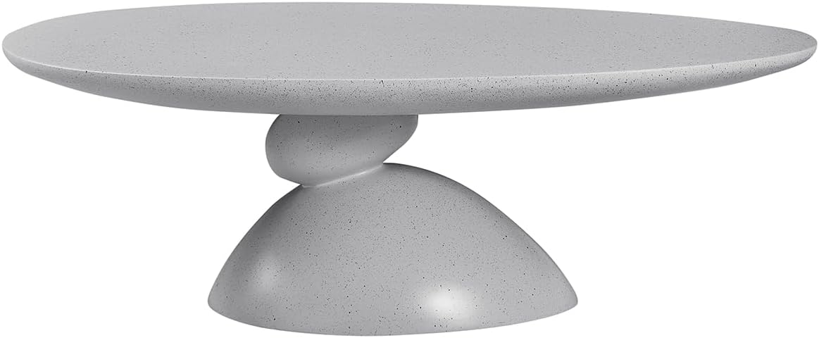 47.24' Mid-Century Modern Oval Coffee Table,Durable Fiberglass Center Table Accent Tea Table for Living Room,Apartment,Small Space,Easy Assembly (Gray)