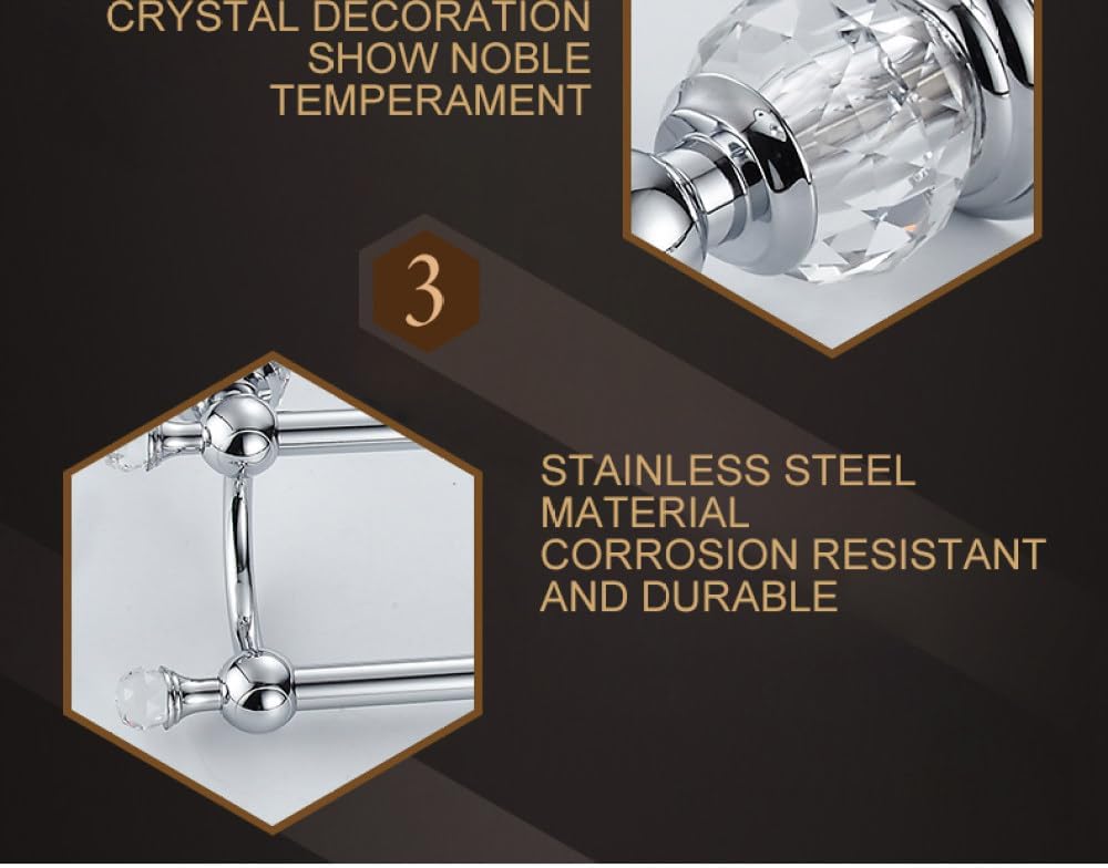 IsolaY Bathroom Hardware Set Crystal Bath Towel Shelf Toilet Paper Holder Sliver Chrome Towel Bar Toilet Brush Holder Robe Hook,Tissue Holder