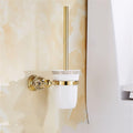 Bathroom Accessories Set Shiny Gold Crystal Towel Rack Metal Toothpaste Holder Wall Hanging Swivel Towel Bar Corner Shelf,Paper Net(Toilet Brush Holder)