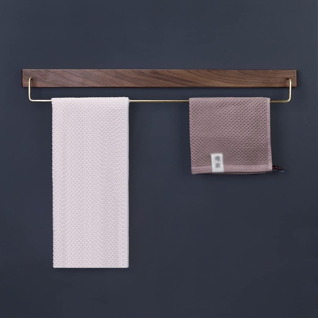 Towel Rack Black Walnut Wood Towel Rack Wall Mounted Retro Towel Bar Wooden Towel Holder Brass Towel Rail (Color : Brown Size : 60cm) (Wood Color 30cm)
