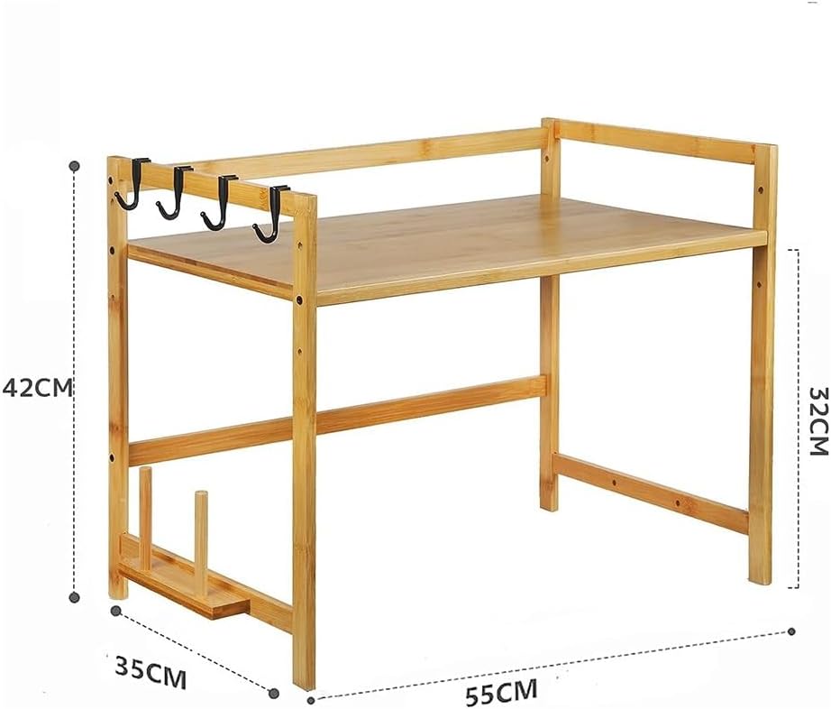 Microwave Oven Rack,kitchen countertop organizer, microwave stand,Multifunctional Microwave Rack, Wooden Bamboo Microwave Stand, 2 Layers Bamboo Microwave Oven Stand, Adjustable Kitchen Stor