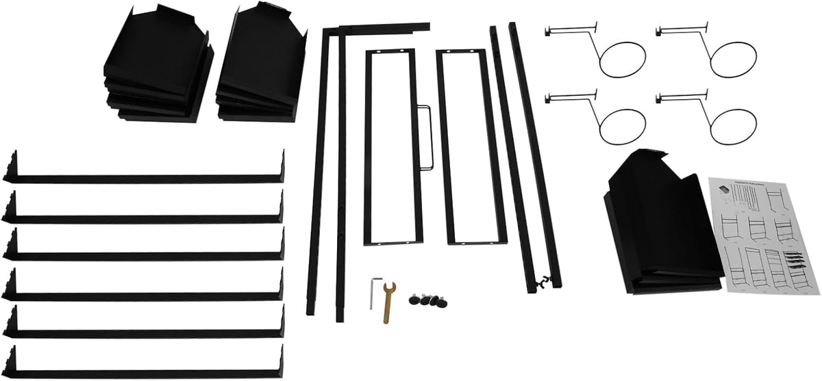 Large Hat Rack Stand - 6 Tier Adjustable Ball Cap Storage Organizer With 12 Trays, Standing Coat Rack, Commercial Home Use, Black Metal