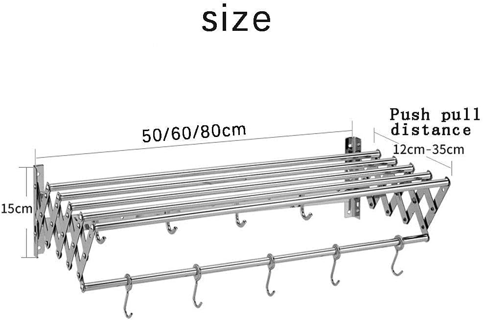 Bath Towel Rack Bar Dryer Folding Clothes 7 Rods Collapsible Washing Line/60Cm/23.6In