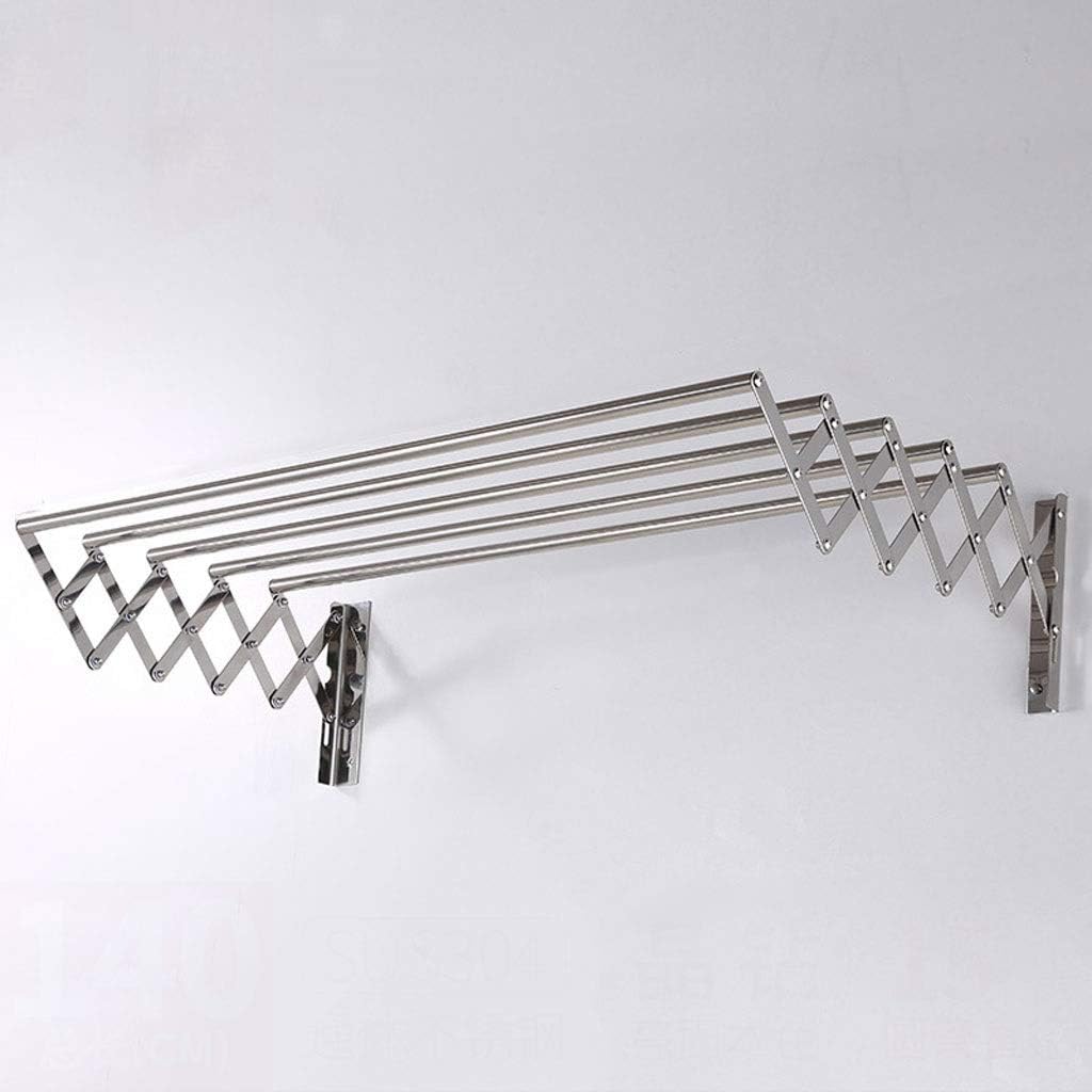 Laundry Room Clothes Rack Wall Mounted Folding Coat Hanger Drying Clothing Foldable Bath Towel Bar Hole Dryer Clother Airer for Bathroom Balcony Clotheshorse Home