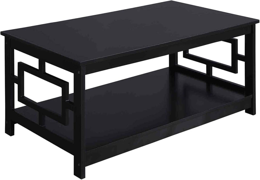 Convenience Concepts Town Square Coffee Table with Shelf, Black