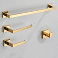 IsolaY Bathroom Hardware Accessories Set Black Toilet Stainless Steel Wall Towel Bar Rail,Paper Holder and Hook Gold Bath Rack Hanger,Polish Gold 4PCS,1