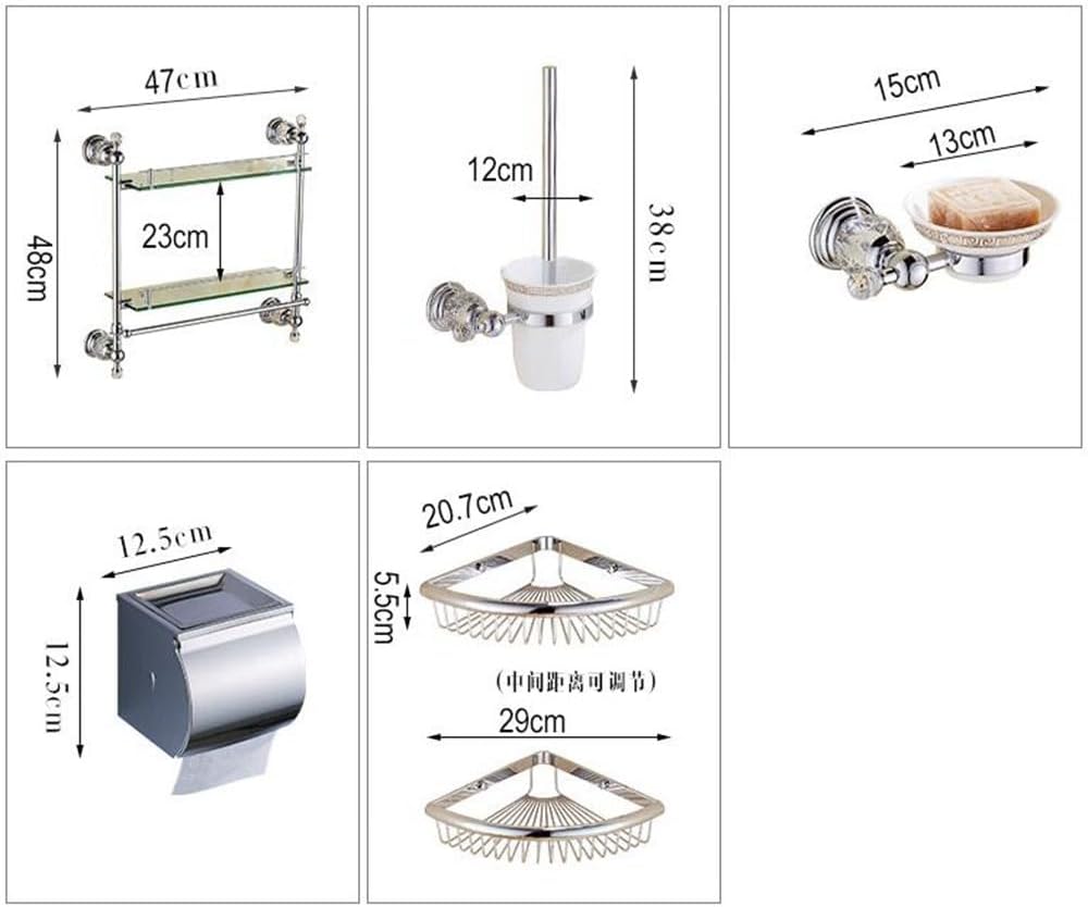 Crystal Bath Hardware Chrome Toilet Brush Holder,Paper Holder,Towel Bar,Soap Basket,Hook Brass Towel Rack Bathroom Accessoriest,Toilet Brush holder6