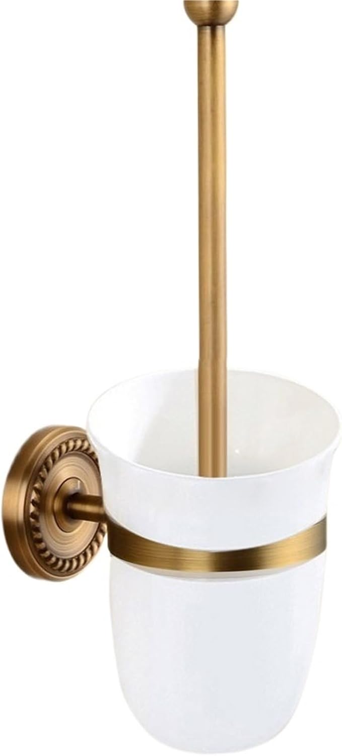 Solid Brass Bathroom Accessories Set,Robe Hook,Paper Holder,Towel Bar,Soap Basket(Toilet Brush Holder)