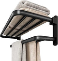 Towel Rail Bath Towel Holder Towel Bar Wall Mounted Towel Rack Aluminum Towel Storage Holder Bathroom Towel Rails Bath Rack Double Shelves Rack/40cm Bathroom Decor Shelf