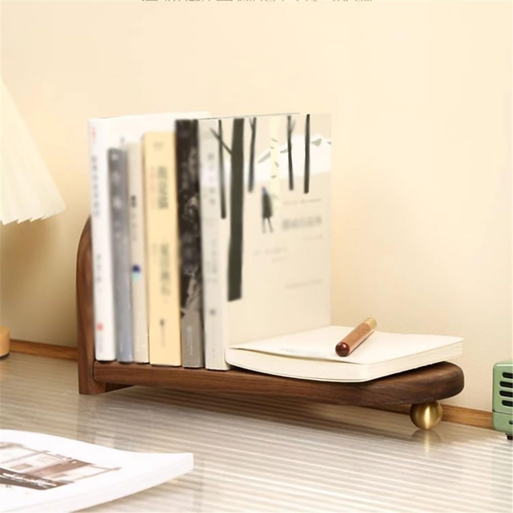 Bookcase Slope Desktop Bookshelf, Wooden Desk Organizer Shelf and Display Rack with Book Ends, Storage Shelf for Office Home Decor Kitchen Countertop Bookshelf